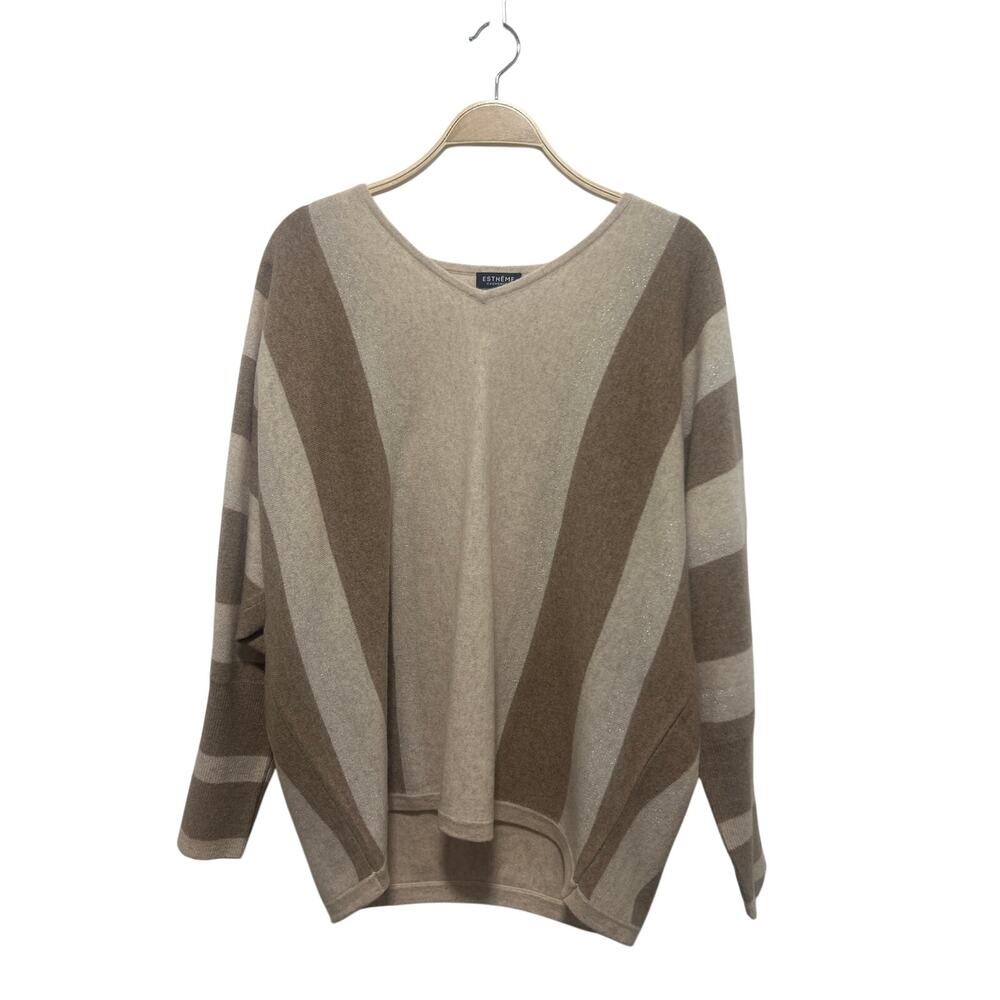 Estheme 100% Cashmere Beige Nude Quiet Luxury Sweater XL NWT